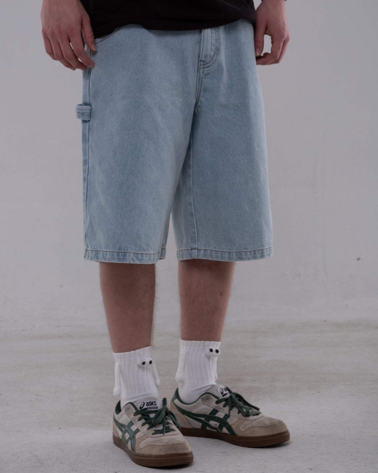 Ice Blue Painter Denim Jorts - Wear Wojo