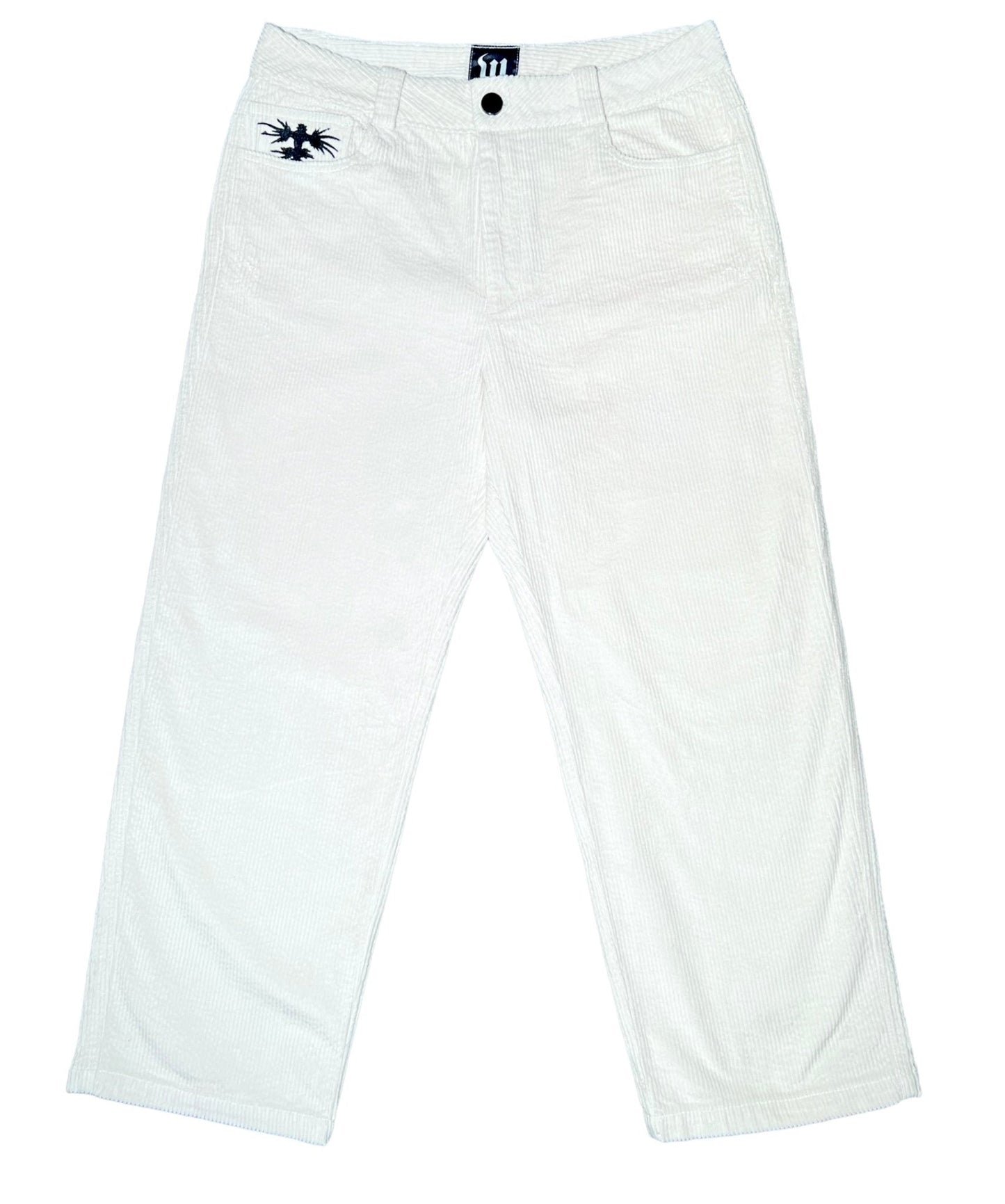 White Corduroy Skate Pants - Wear Wojo