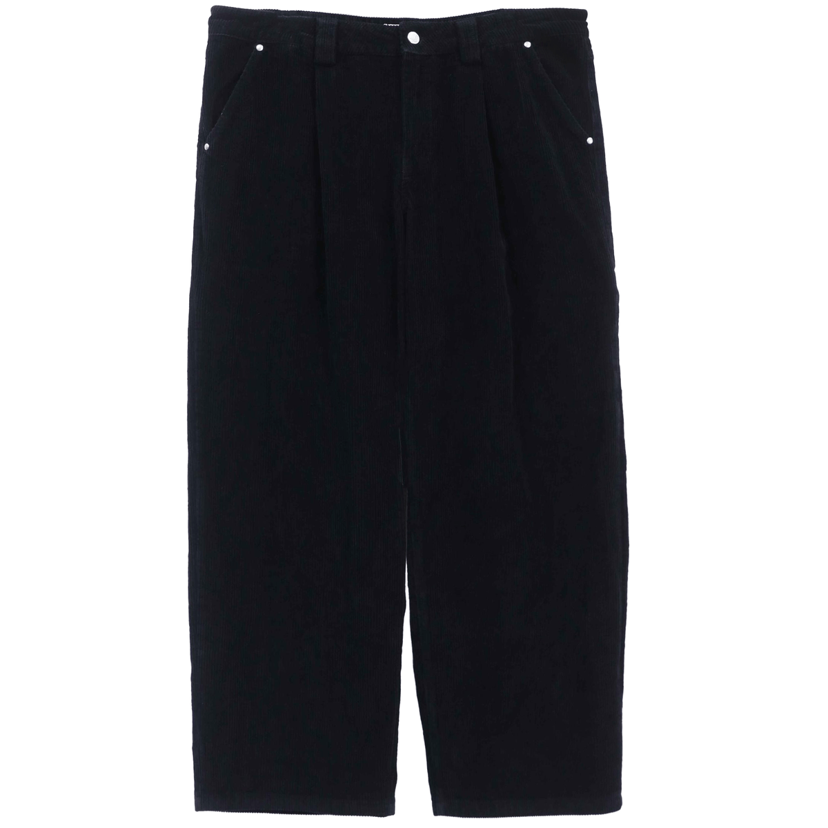 Black corduroy trousers with front pleats and a relaxed fit by WOJO