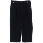 Black corduroy trousers with front pleats and a relaxed fit by WOJO