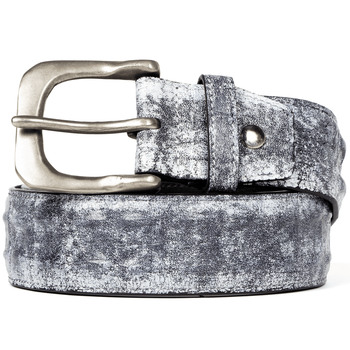 Black Cracked Paint Croc Belt - Wear Wojo
