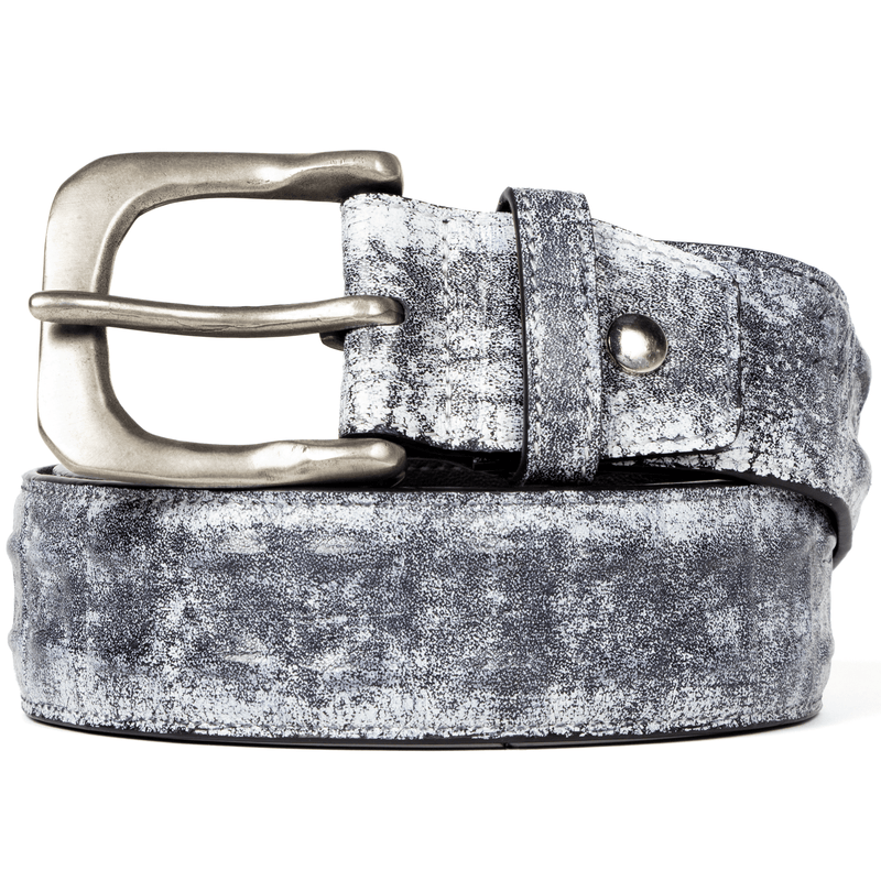 Black Cracked Paint Croc Belt - Wear Wojo