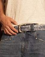 Black Cracked Paint Croc Belt - Wear Wojo