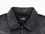 Black ultra-heavyweight cotton canvas painter jacket with cropped boxy fit by WOJO
