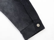 Black ultra-heavyweight cotton canvas painter jacket with cropped boxy fit by WOJO