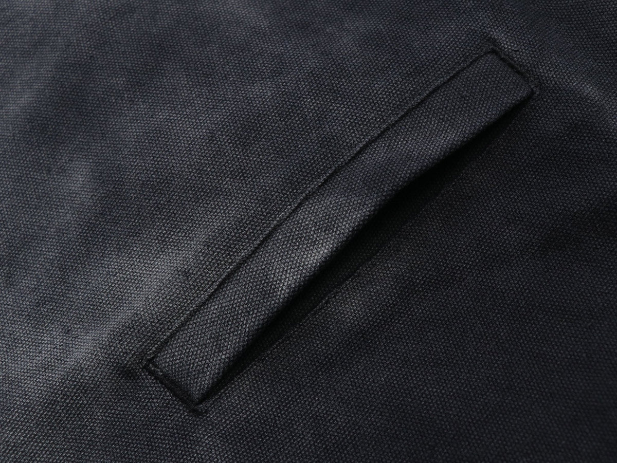 Black ultra-heavyweight cotton canvas painter jacket with cropped boxy fit by WOJO
