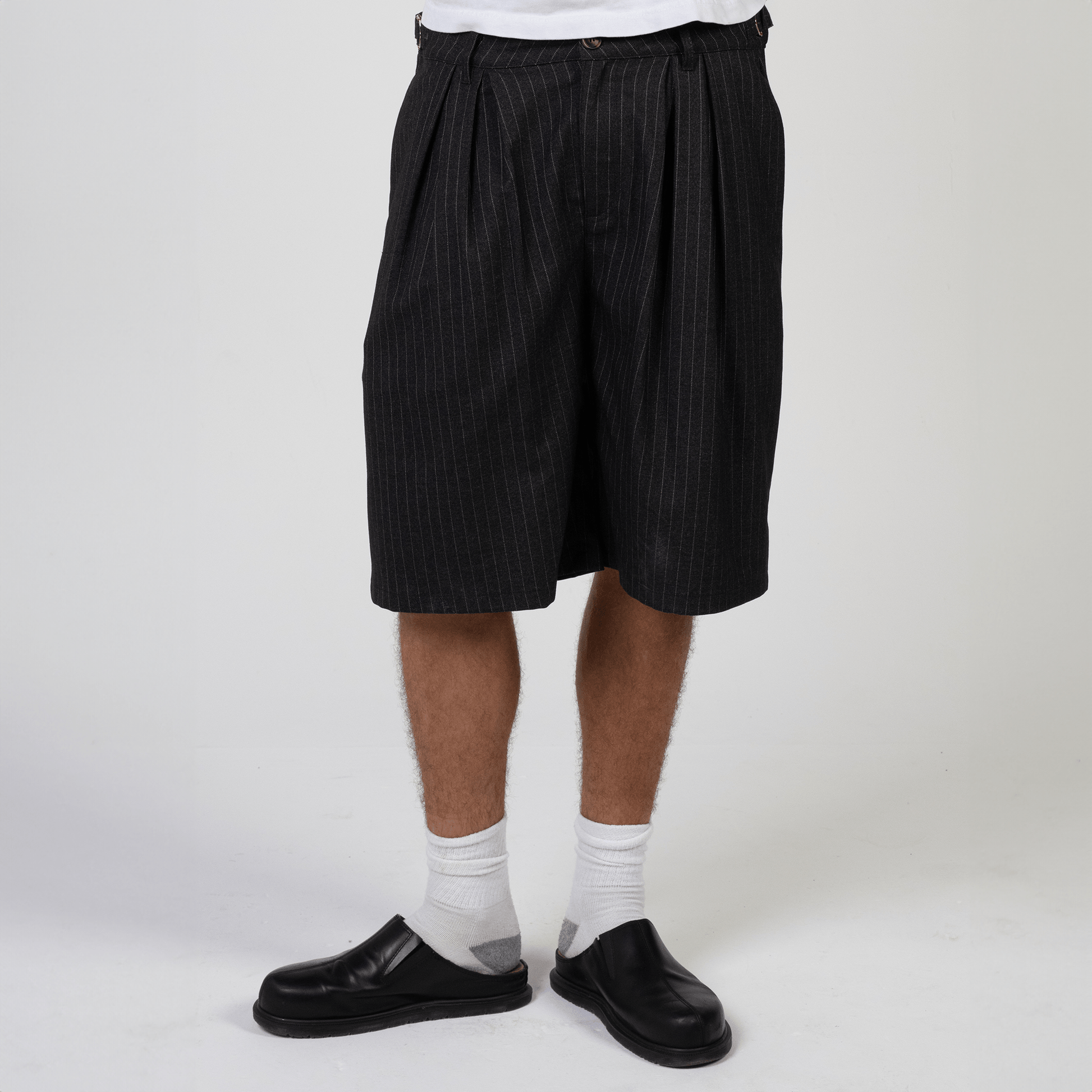 Black Pinstripe Shorts - Wear Wojo