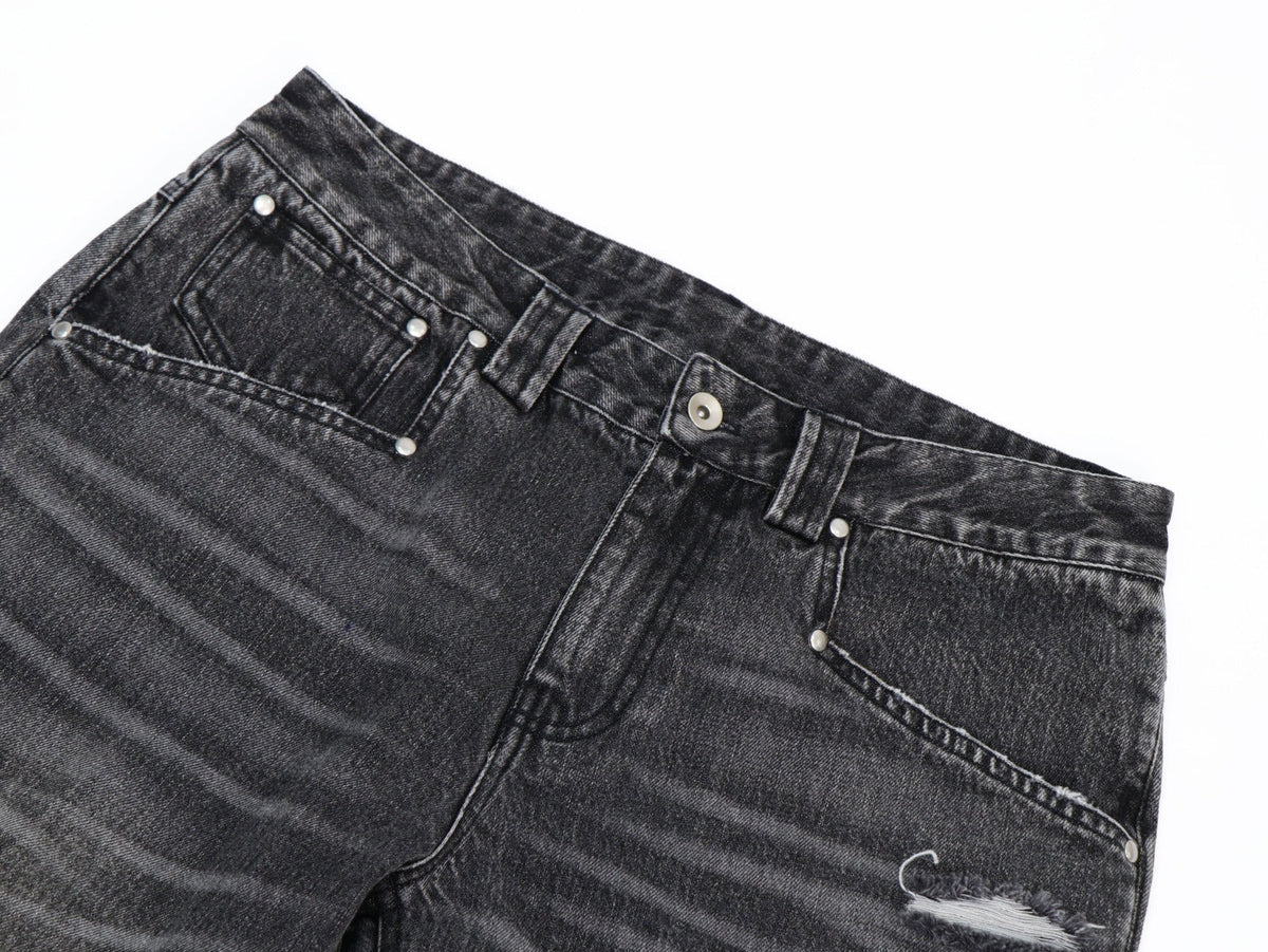 Black Repaired Selvedge Bootcut - Wear Wojo