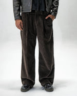 Brown wide-wale corduroy trousers with a relaxed straight fit by WOJO