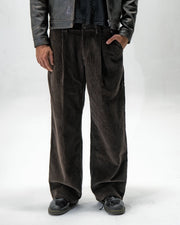 Brown wide-wale corduroy trousers with a relaxed straight fit by WOJO