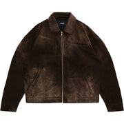 Sunfaded brown ultra-heavyweight cotton canvas painter jacket by WOJO