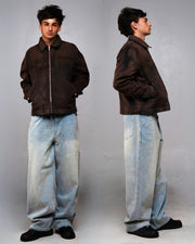 Sunfaded brown ultra-heavyweight cotton canvas painter jacket by WOJO