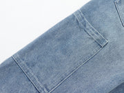 Sunfaded classic blue heavyweight baggy denim with chrome leather back patch by WOJO