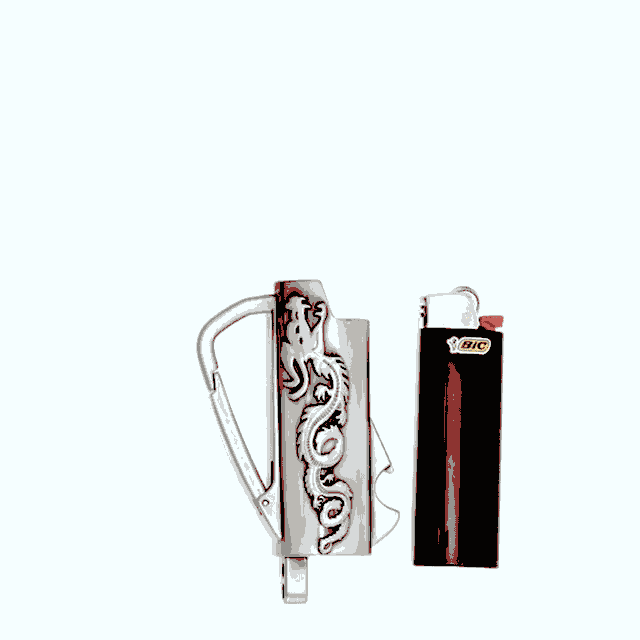 Metal lighter case keychain that fits a full-size BIC lighter by WOJO