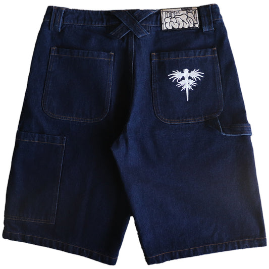 Dark Blue Painter Denim Jorts - Wear Wojo