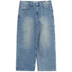 Dawn blue textured slub denim jeans with a relaxed fit by WOJO