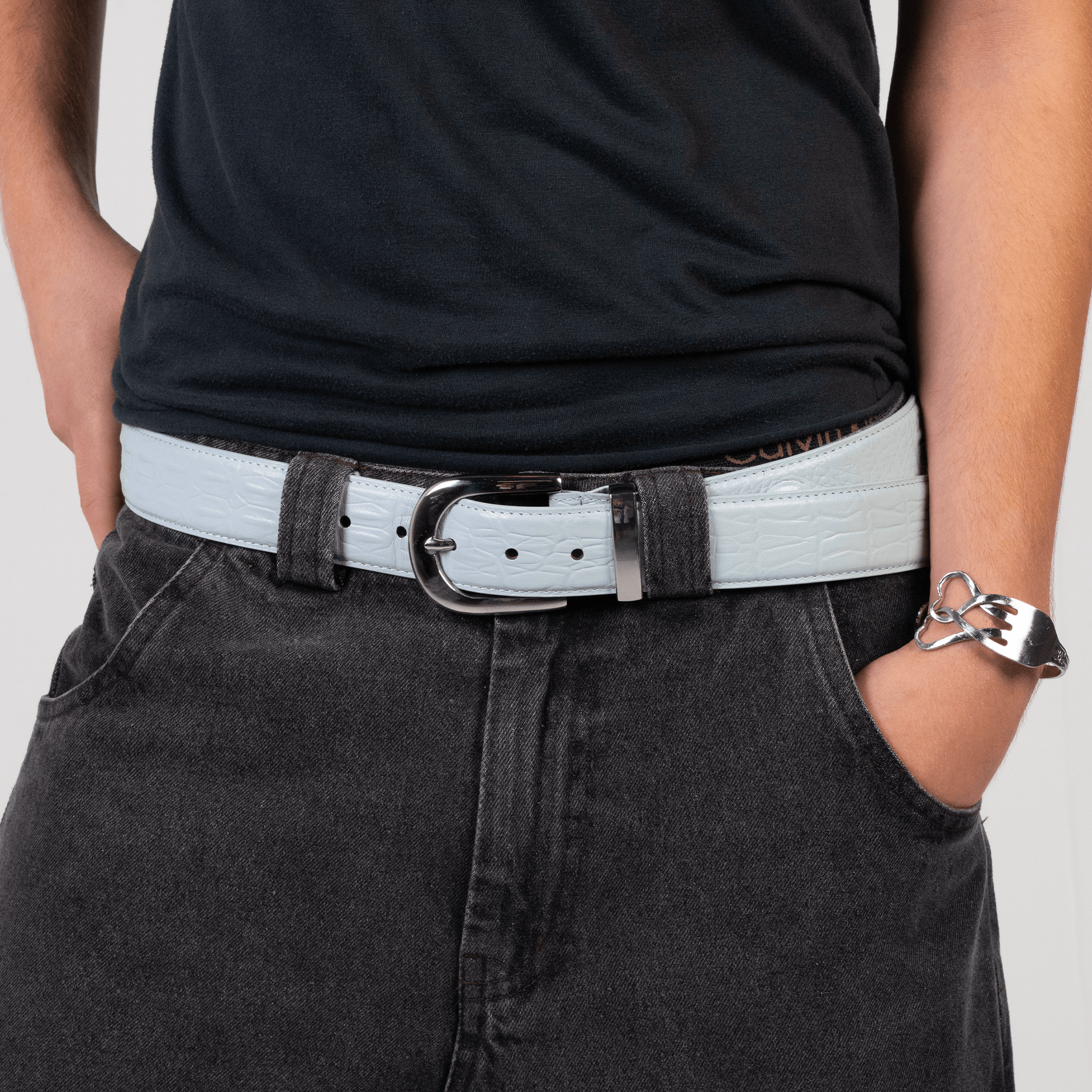 Ice Blue Crocodile Belt - Wear Wojo