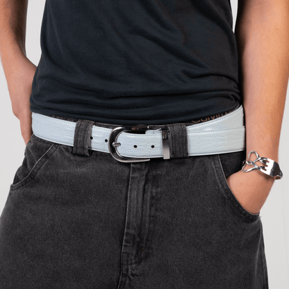 Ice Blue Crocodile Belt - Wear Wojo