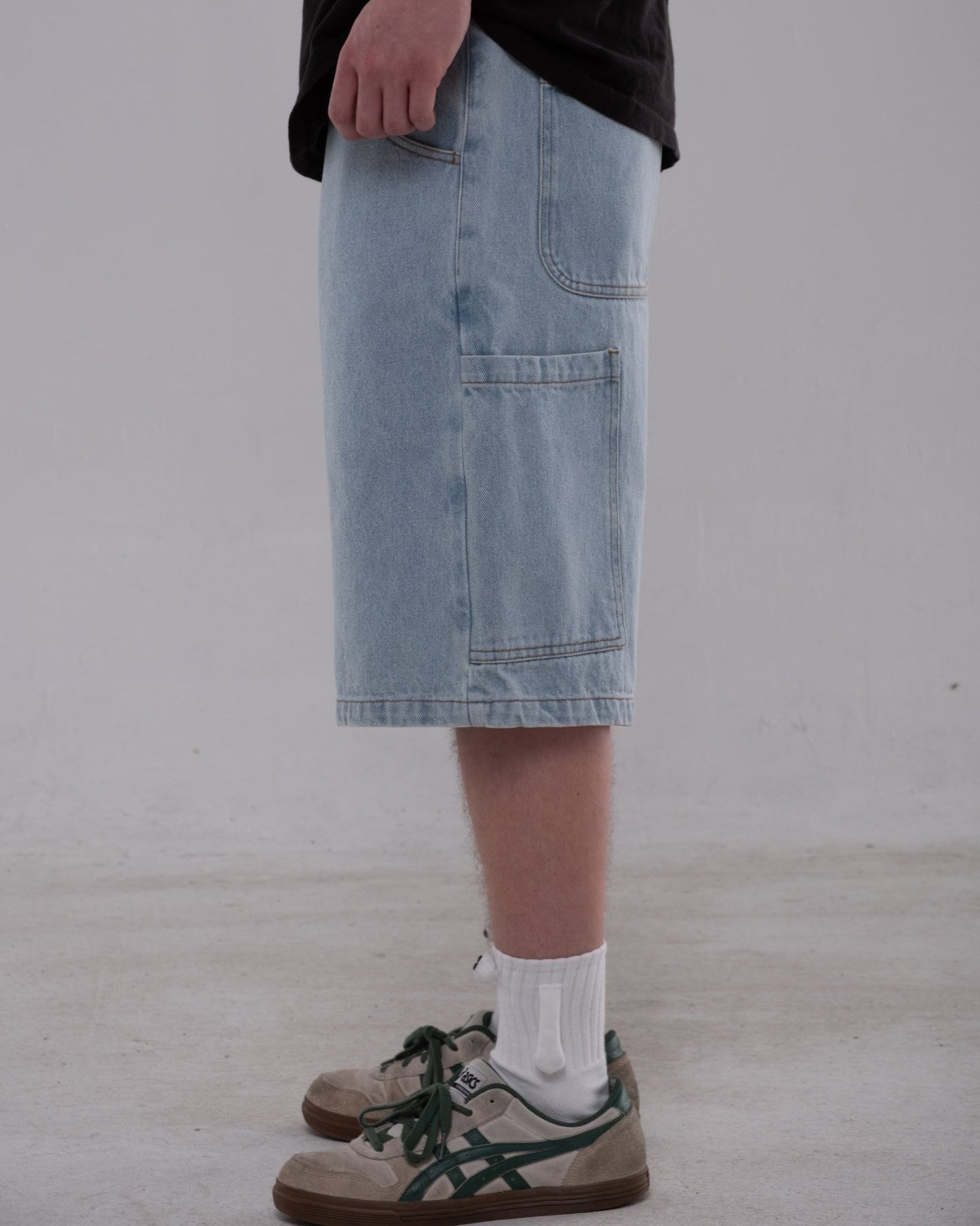 Ice Blue Painter Denim Jorts - Wear Wojo