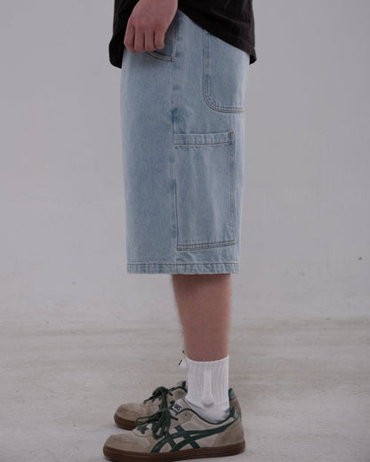 Ice Blue Painter Denim Jorts - Wear Wojo