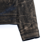 Leopard print genuine leather jacket with a boxy oversized fit by WOJO