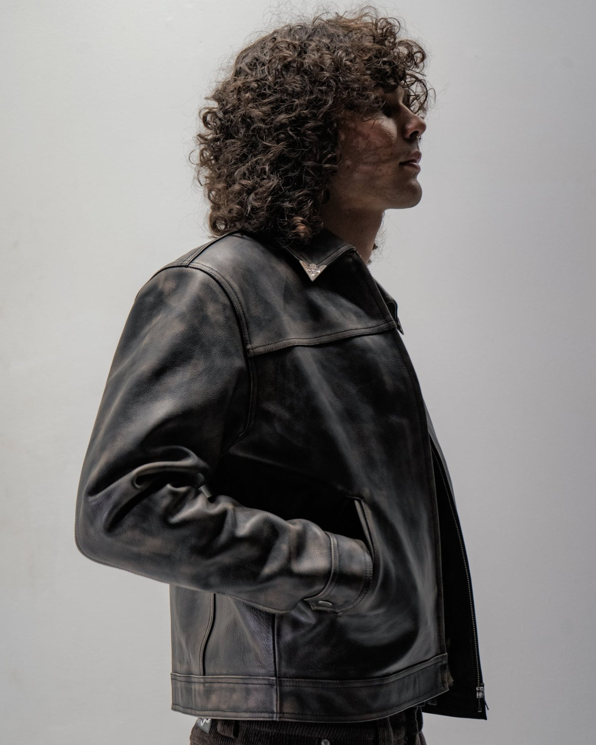 Leopard print genuine leather jacket with a boxy oversized fit by WOJO