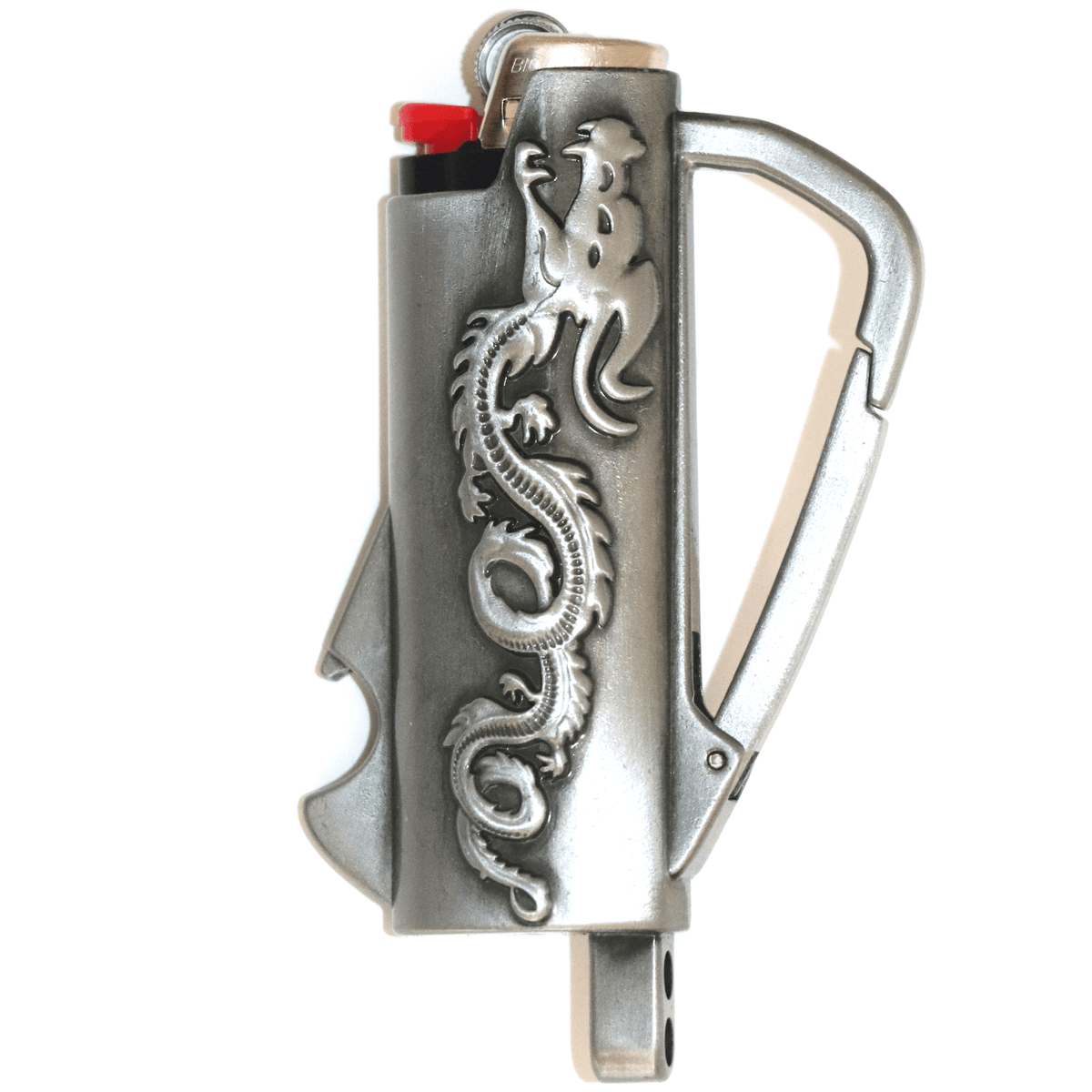 Metal lighter case keychain that fits a full-size BIC lighter by WOJO