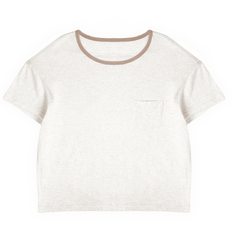 Oatmeal Ringer Pocket Tee - Wear Wojo