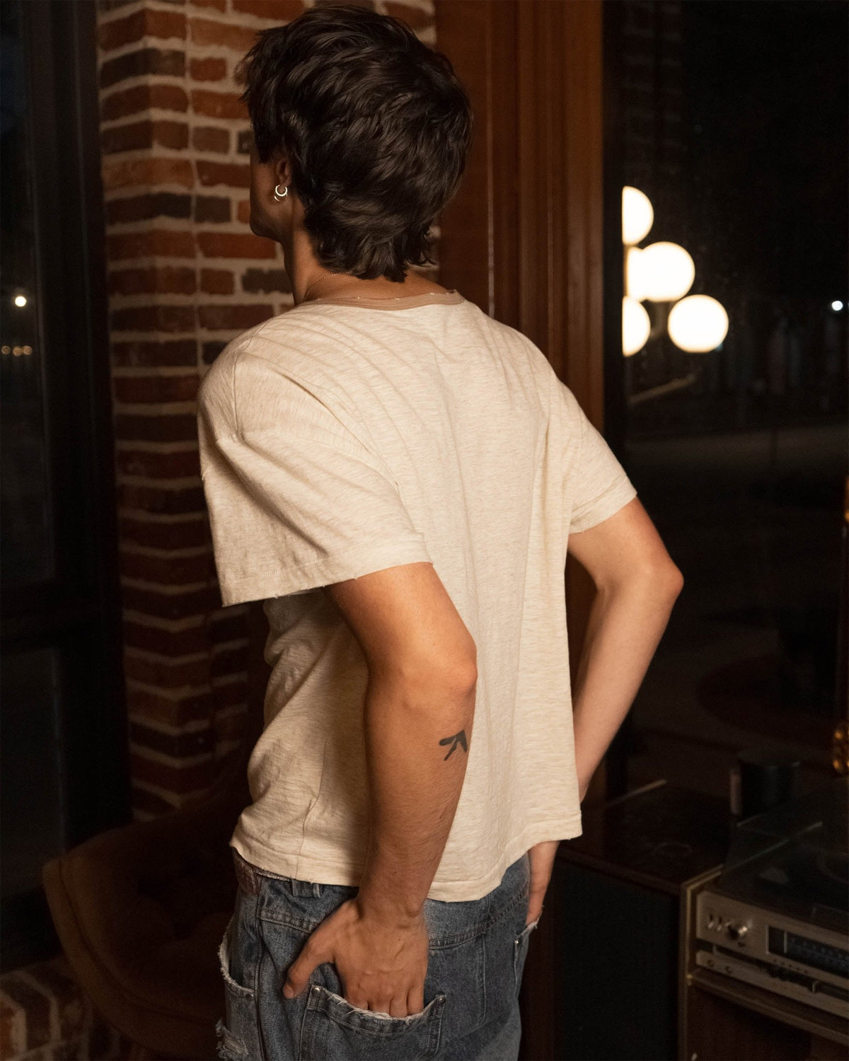 Oatmeal Ringer Tee - Wear Wojo