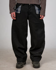 Hemp canvas mule pants in 55% hemp and organic cotton with a relaxed fit by WOJO