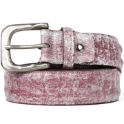 Red Cracked Paint Croc Belt