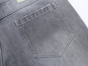 Silver grey textured slub denim jeans with a relaxed fit by WOJO