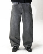 Silver grey textured slub denim jeans with a relaxed fit by WOJO