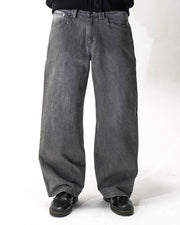 Silver grey textured slub denim jeans with a relaxed fit by WOJO
