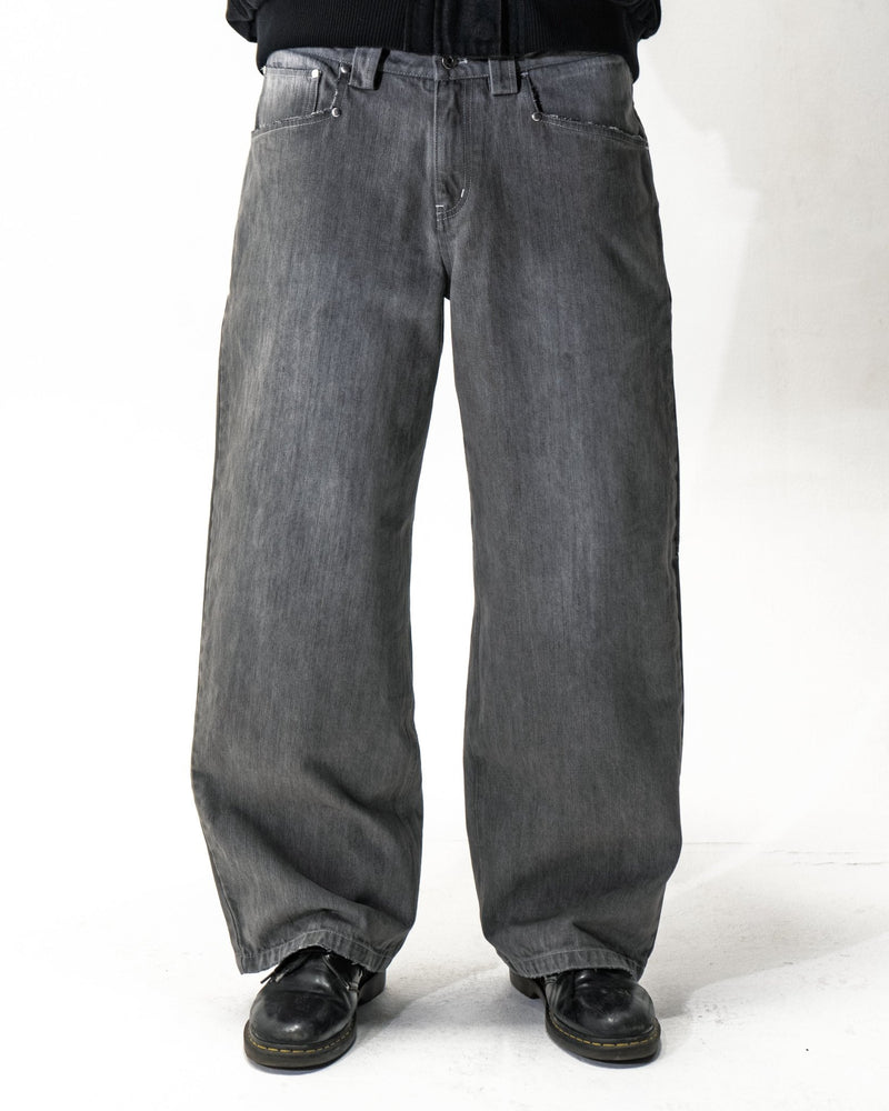 Silver grey textured slub denim jeans with a relaxed fit by WOJO