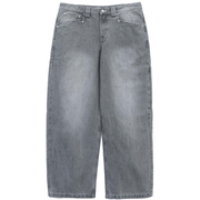 Silver grey textured slub denim jeans with a relaxed fit by WOJO