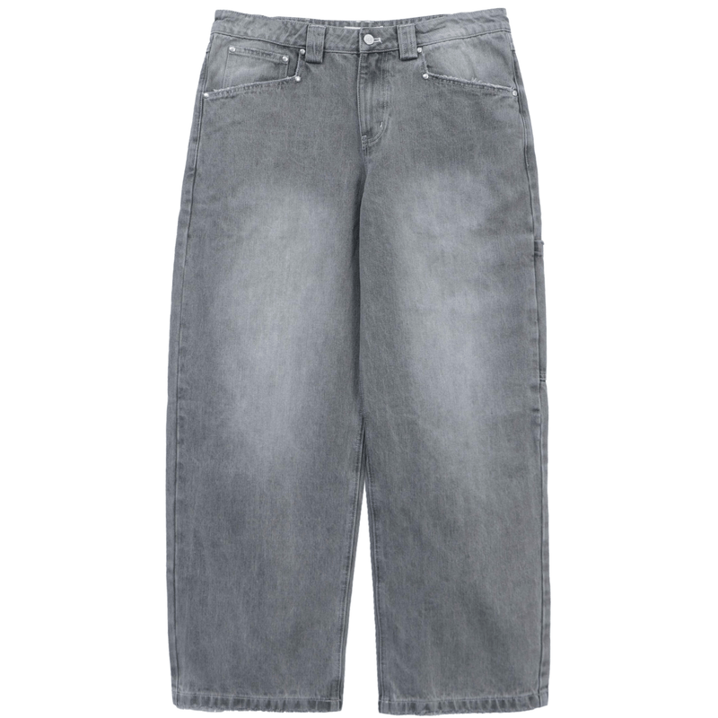 Silver grey textured slub denim jeans with a relaxed fit by WOJO