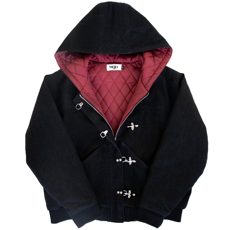 Slub denim bomber jacket with quilted lining by WOJO