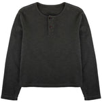 Grey slub cotton jersey henley with single-stitch details by WOJO