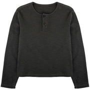 Grey slub cotton jersey henley with single-stitch details by WOJO