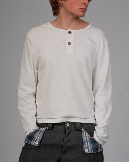 Slub White Henley - Wear Wojo