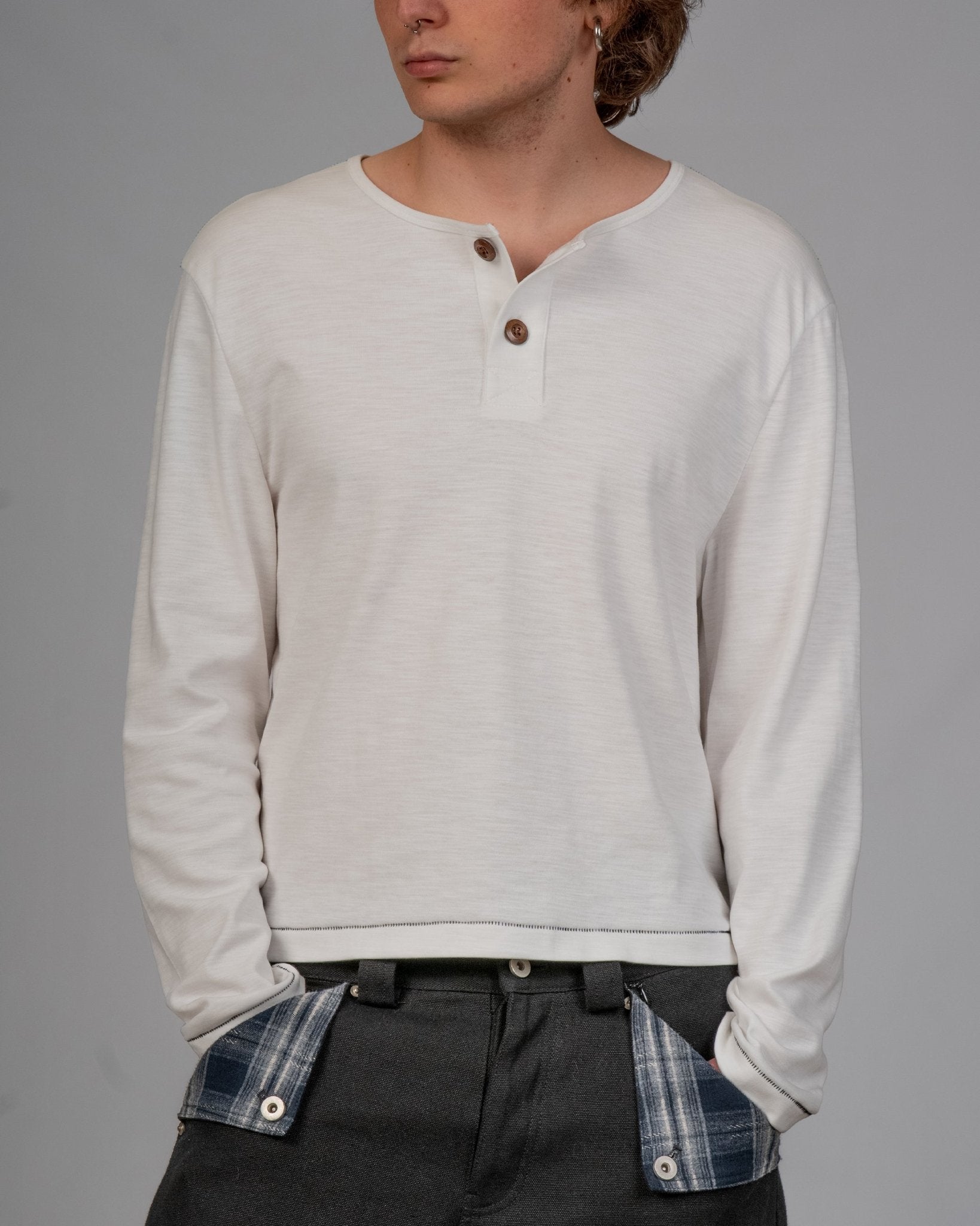 Slub White Henley - Wear Wojo