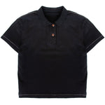 Sunfaded black cotton pique polo with single-stitch details by WOJO