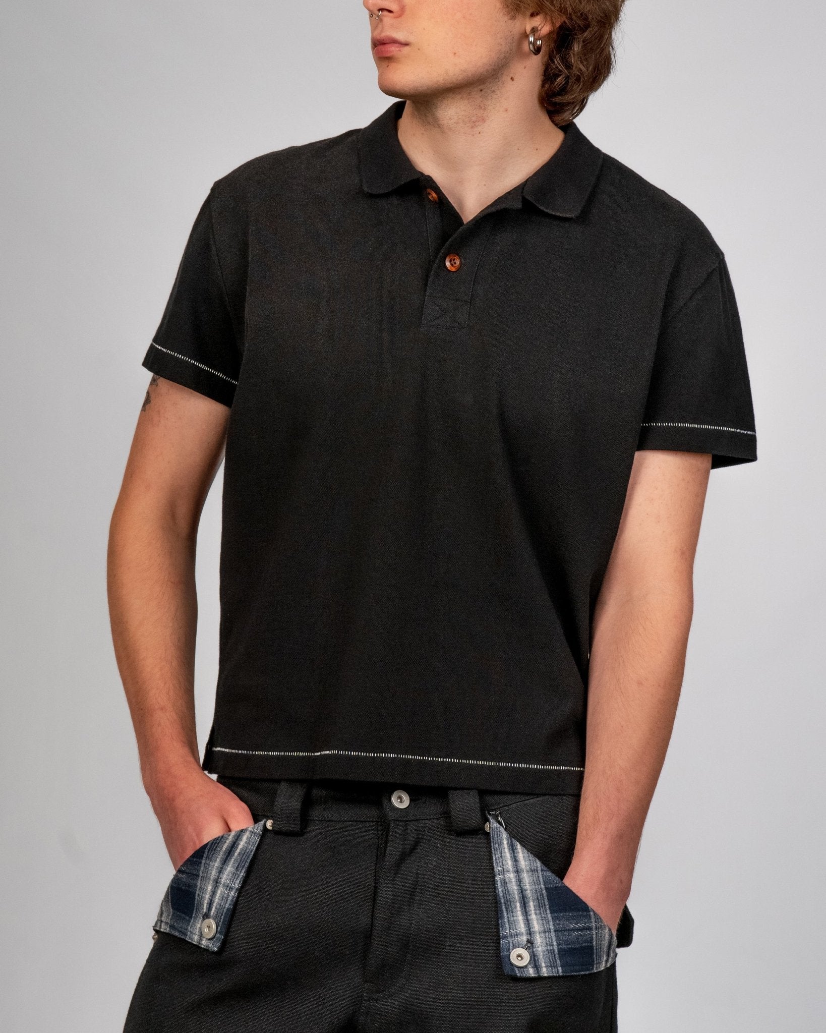 Sunfaded Black Polo - Wear Wojo