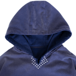 Sunfaded blue heavyweight hoodie with Japanese sashiko stitching by WOJO