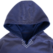 Sunfaded blue heavyweight hoodie with Japanese sashiko stitching by WOJO