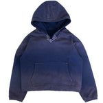 Sunfaded blue heavyweight hoodie with Japanese sashiko stitching by WOJO