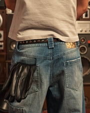 Slim sunset-toned studded microbelt by WOJO