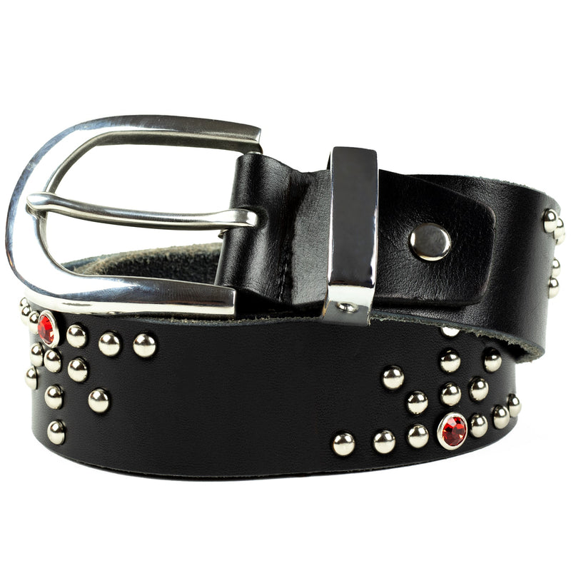 Studded leather belt in sunset tones by WOJO