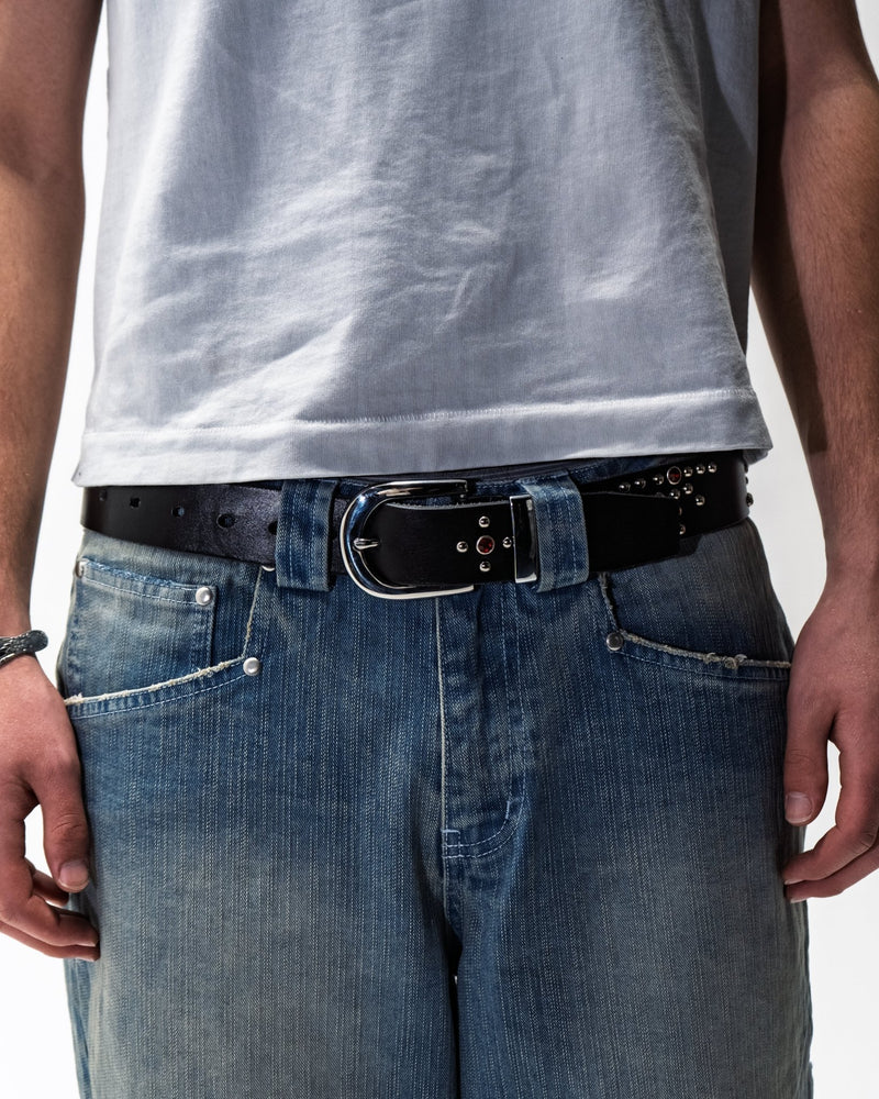 Studded leather belt in sunset tones by WOJO